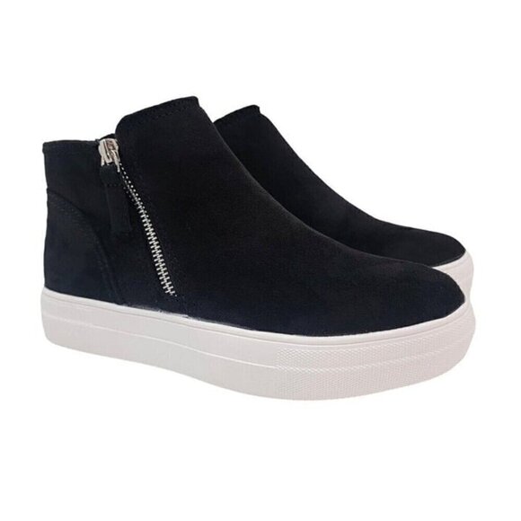 BUY ONE GET ONE FREE Soda Route Black Faux Suede  High Top Sneaker Side Zipper - Picture 4 of 6